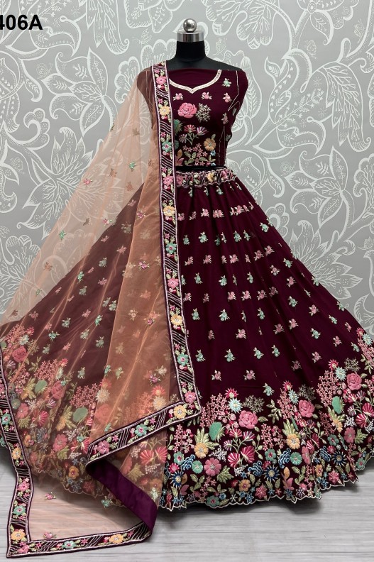 Marvellous Sequins and Fancy flower pattern Beautifully Crafted Lehenga choli in Georgette